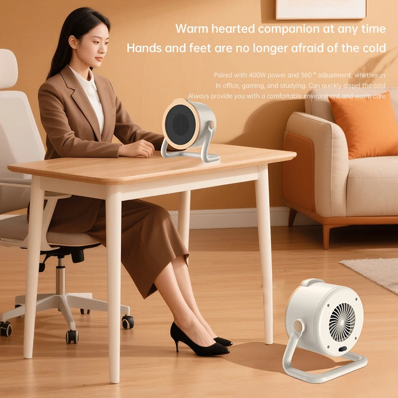 Portable Electric Space Heater – 1000W Desktop Ceramic Air Warmer with Safety Tip-Over Protection