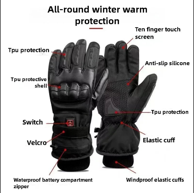 Heated Motorcycle Gloves – Waterproof Touchscreen Winter Gloves for Men & Women